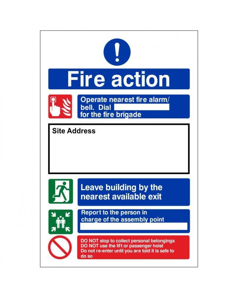 Fire Action Construction Site Notice Sign Unifire & Security